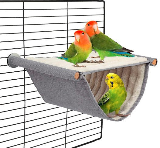 2-Pack White Bird Hammock Bed for Parrots, Budgies, and Small Pets – Warm, Soft, Washable Hanging Nest with Easy Installation for Cage or Window Use(Size: S)