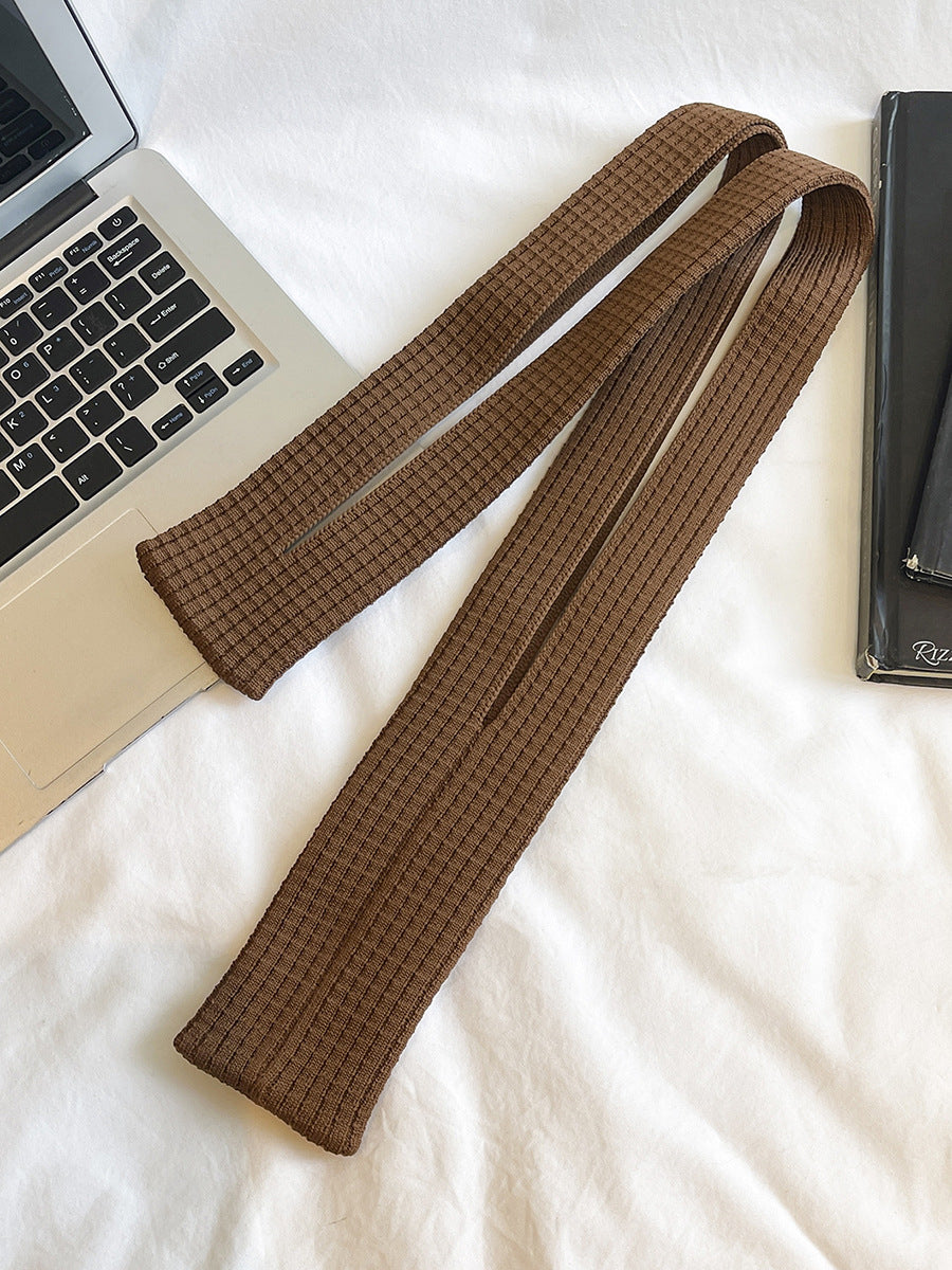 Khaki High-Elastic Knit Long Phone Sling Bag – Adjustable Crossbody Streetwear Accessory for iPhone with Stretchy Ribbed Design