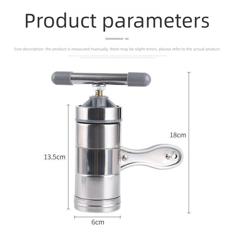 Manual Stainless Steel Noodle Maker with Interchangeable Dies for Homemade Egg Noodles Flatbread and Dumpling Wrappers – Compact Kitchen Tool(Two molds)