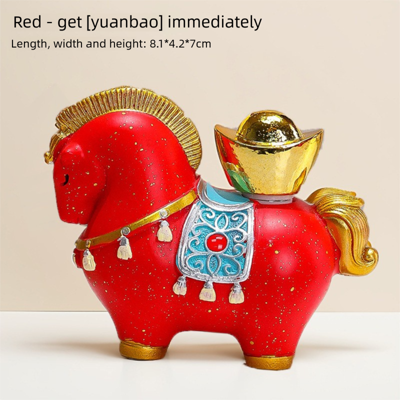 New Chinese Style Resin Horse Figurine with Rotating Lucky Bag – Elegant Home or Office Decor for Modern Living Spaces(Money at your fingertips)