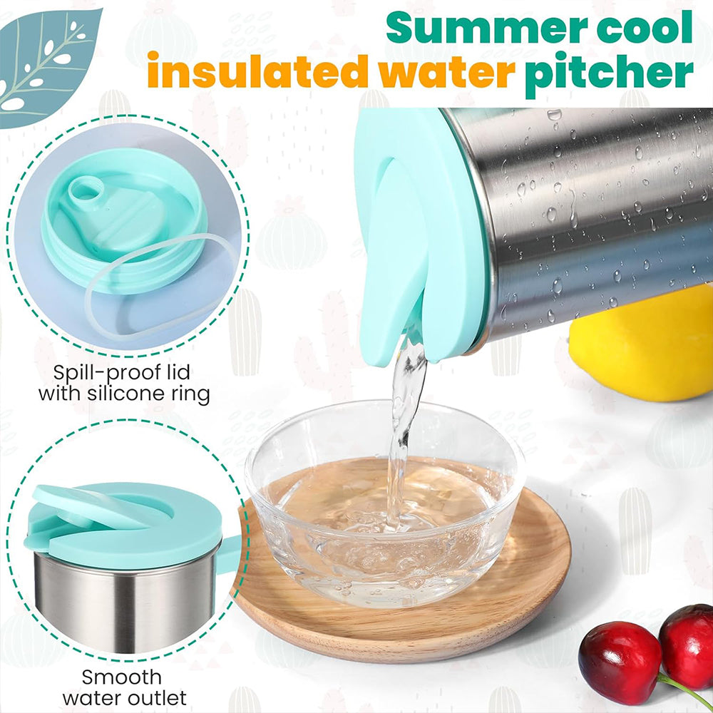 Blue 1.8L Stainless Steel Cold Water Pitcher – Large Capacity Jug for Coffee, Juice, and Beverages in Modern Kitchens