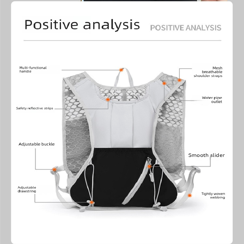 Black Lightweight Hydration Backpack with 2L Water Bladder Compartment – Ideal for Running, Cycling, Hiking, and Outdoor Activities