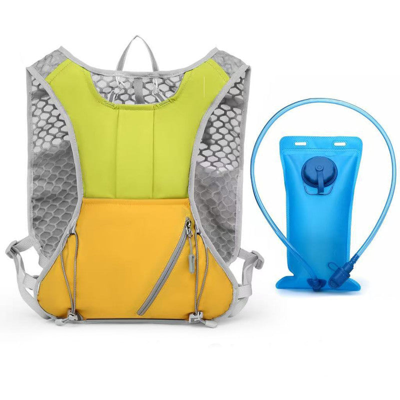 Green and yellow Lightweight Hydration Backpack with 2L Water Bladder Compartment – Ideal for Running, Cycling, Hiking, and Outdoor Activities