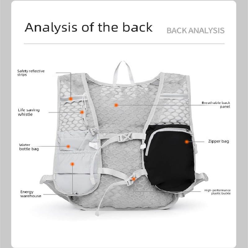 White and black Lightweight Hydration Backpack with 2L Water Bladder Compartment – Ideal for Running, Cycling, Hiking, and Outdoor Activities