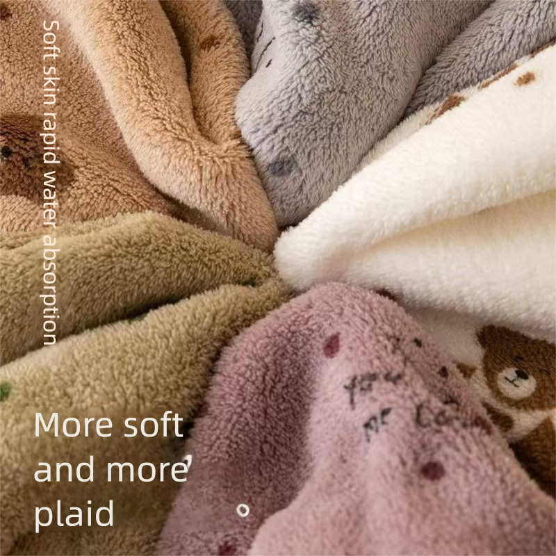 5-Pack Coffee color Soft Absorbent Face Towels with Bear Pattern Design – Quick-Drying Plush Towel Set for Bath and Daily Use