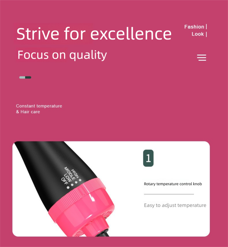 Black 1000W Professional Hot Air Brush with 3-Temperature & 2-Speed Control – Dual Voltage Hair Styler for Smooth, Voluminous Blowouts