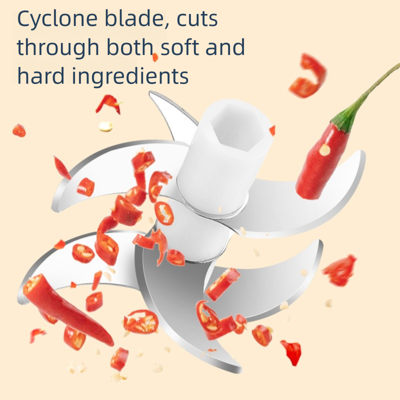 2-Leaf blade White Wireless Electric Garlic Chopper 300ml Portable Mini Food Processor USB Rechargeable for Baby Food and Dipping Sauce Essential Local Kitchen Tool