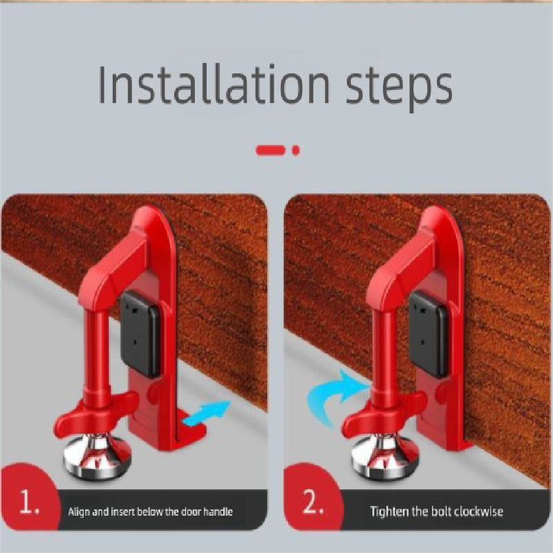 Red Portable Door Stopper Security Lock Heavy-Duty Alloy Construction for Solo Travelers and Home Safety Reliable Anti-Theft Solution for Local Use