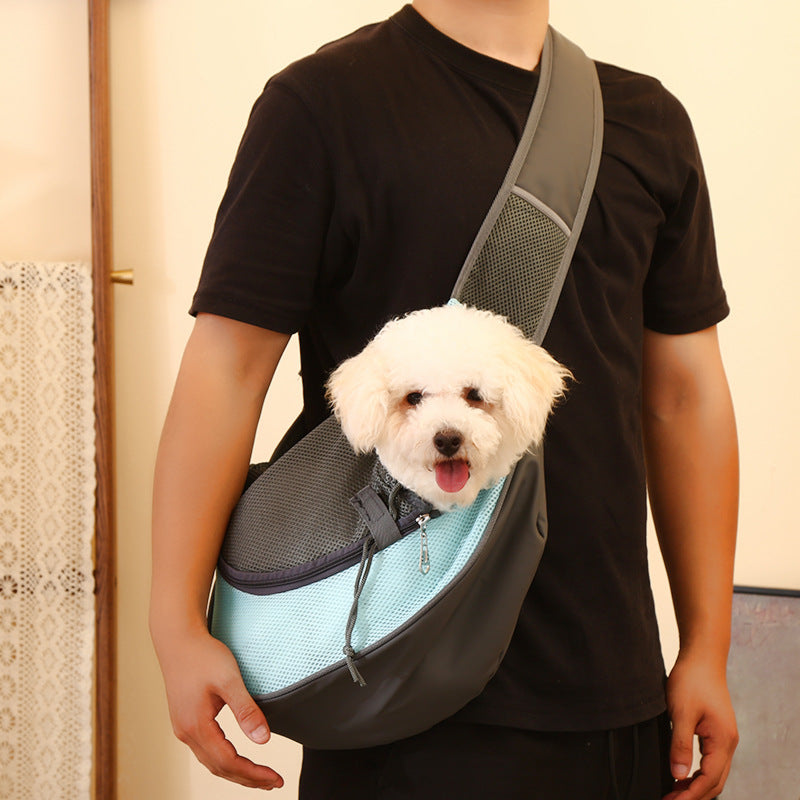 Sky blue Portable Pet Sling Backpack for Small Dogs and Cats – Size S with Breathable Mesh Design