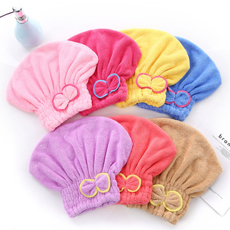 3-Pack Light purple Thickened Coral Fleece Hair Drying Towel Cap – Double-Layered Absorbent Turban with Bow Design for Fast Drying and Gentle Care