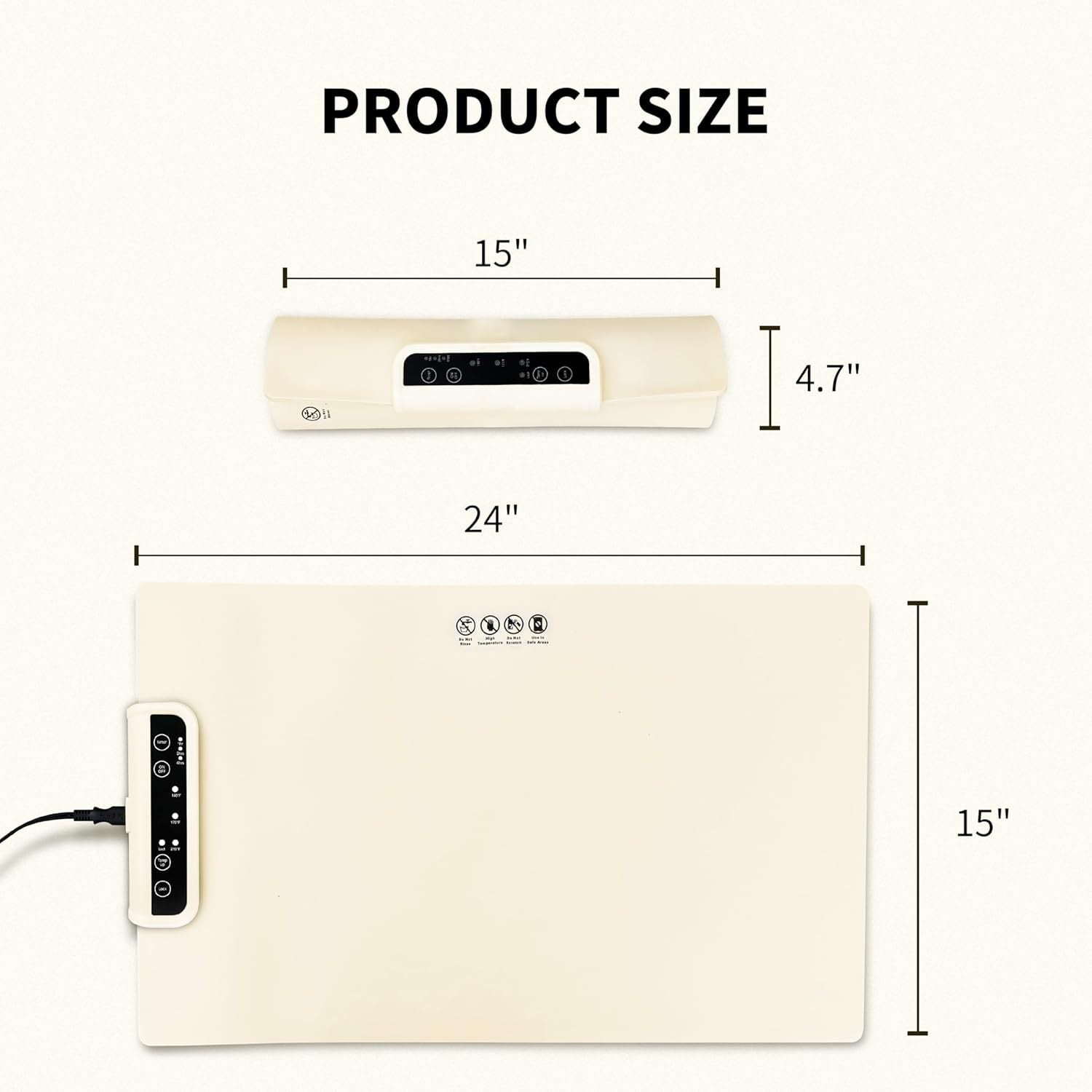 White 24-Inch Electric Warming Tray with 3-Temperature Settings – Graphene Heating Mat for Keeping Food Warm, Thawing Meat, Dough Fermentation, and Facial Mask Warming