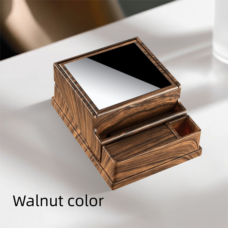 Walnut Automatic Cigarette Box with 40-Slot Capacity – Pop-Out Dispenser for Car and Home Use, ABS Material with Lighter Holder and Carbon Fiber Look Design