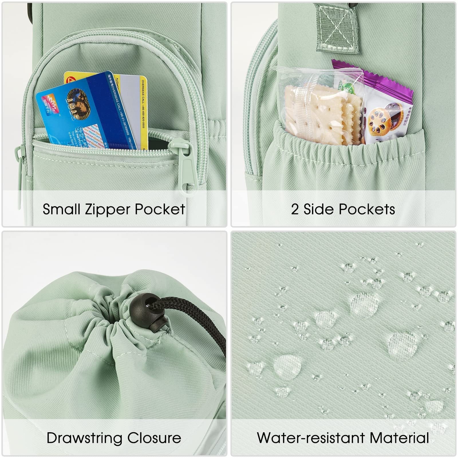 Purple Water Bottle Carrier with Drawstring Closure – Adjustable Shoulder Strap, Front Pocket, and Side Storage for Daily Use