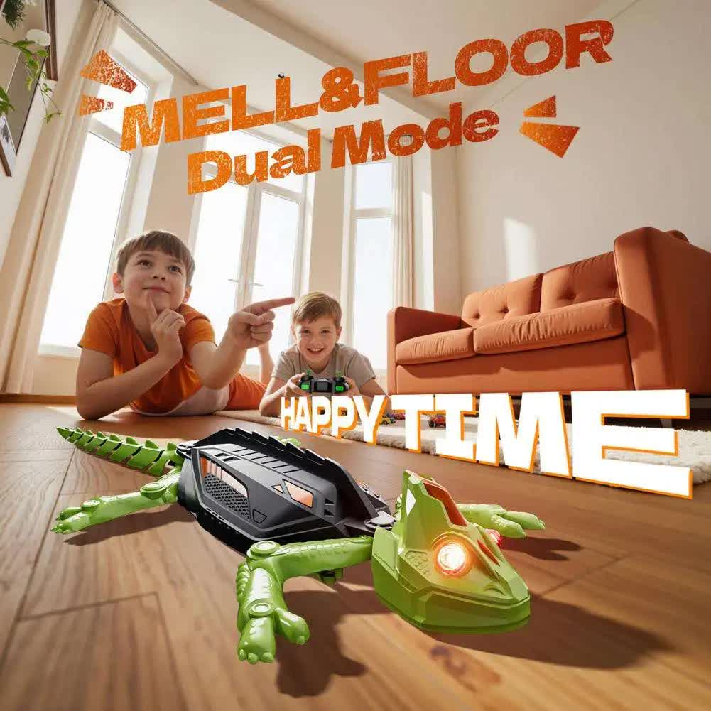 RC Wall Climbing Gecko Toy Anti-Gravity Remote Control Lizard with LED Eyes 360 Stunt Rotation Rechargeable Animal Gift for Kids