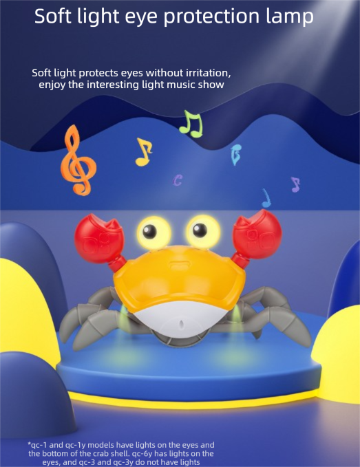 Upgraded Induction Crawling Crab Baby Toy with Silent Mode & Speed Control USB-C Rechargeable Obstacle Avoidance Tummy Time Pet Sky Green