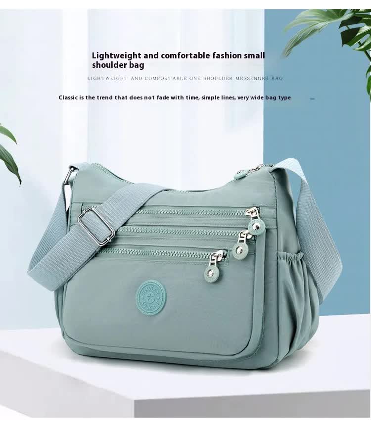 Women's Lightweight Nylon Crossbody Bag Waterproof Multi Pocket Shoulder Purse Travel Messenger Grey