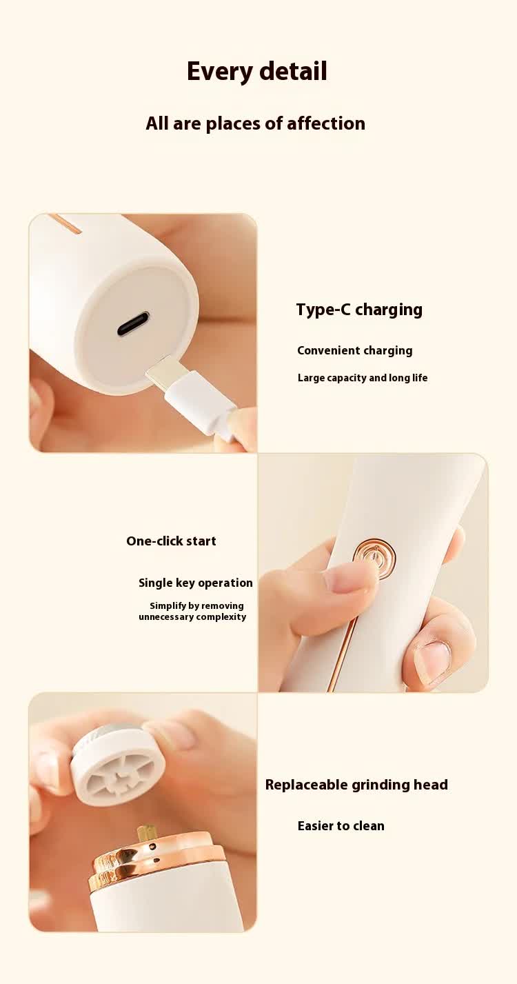 Electric Foot Callus Remover Rechargeable Pedicure Tool with 3 Grinding Heads Portable Dead Skin Exfoliator Ivory White