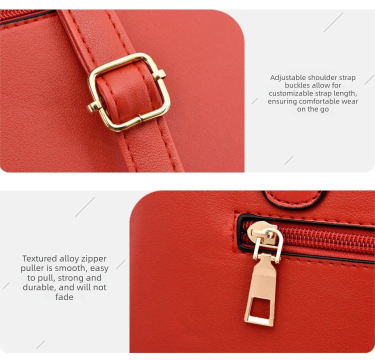 2 PCS Women's Handbag Set PU Leather Tote & Crossbody Purse Fashion Splicing Design Red