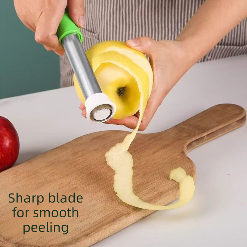 2-in-1 Apple Corer & Peeler Stainless Steel Fruit Prep Tool Kitchen Gadget Red