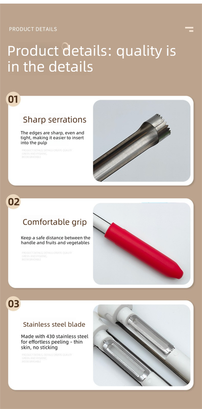 2-in-1 Apple Corer & Peeler Stainless Steel Fruit Prep Tool Kitchen Gadget Red