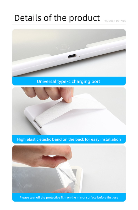 Car Visor Vanity Mirror with LED Lights Rechargeable Ultra-Thin Sun Visor Makeup Mirror 3 Light Modes Touch Control (White)