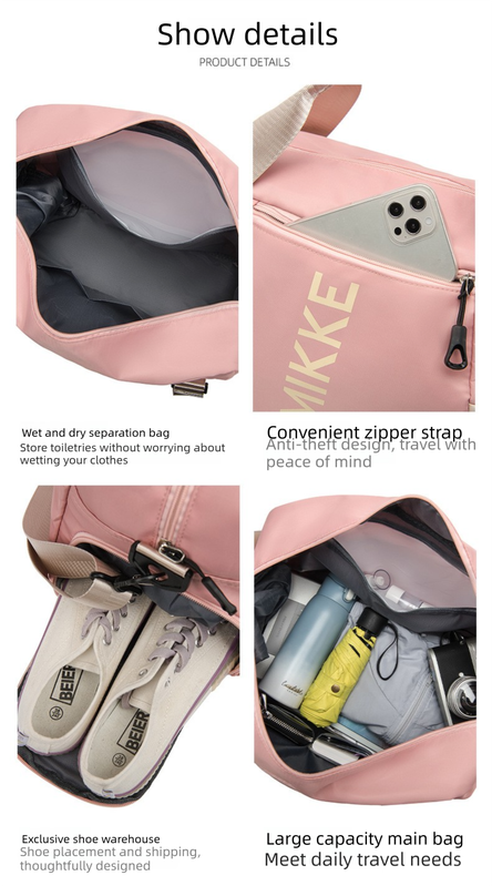 Large Travel Duffle Bag Gym Sports Weekender with Shoe Compartment Wet Pocket Lightweight Carry On Luggage Bag (Black)