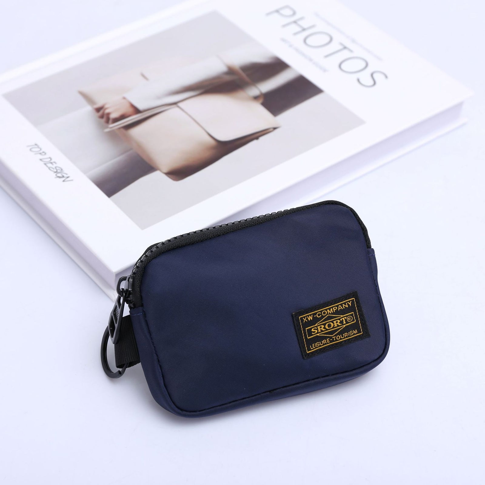 Small Nylon Coin Purse Zip Wallet Waterproof Mini Pouch Key Card Holder Lightweight EDC Organizer Royal Blue (12x9cm)