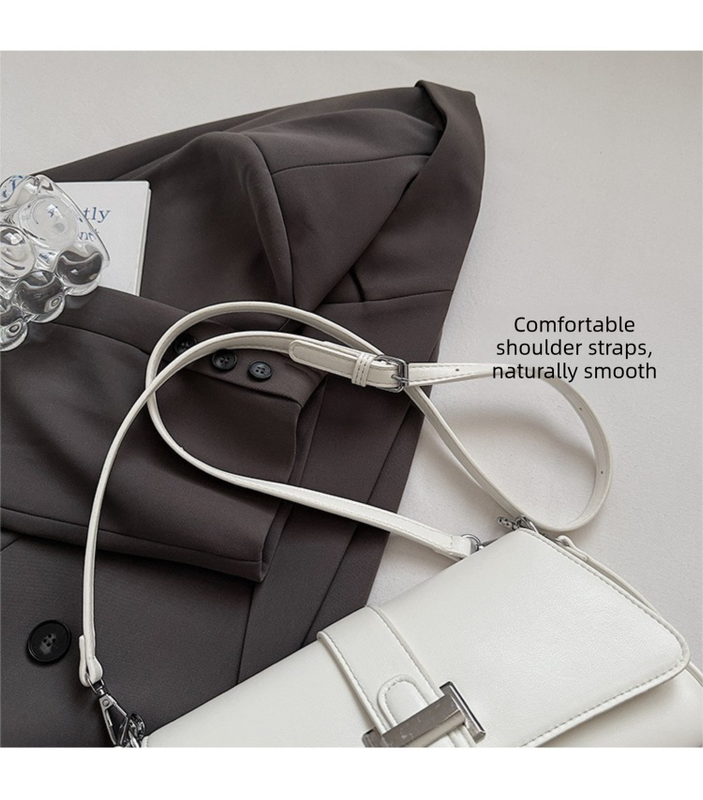 Womens Classic Baguette Shoulder Bag Soft PU Leather Underarm Purse with Adjustable Strap Crossbody Handbag Minimalist 90s Style Brown