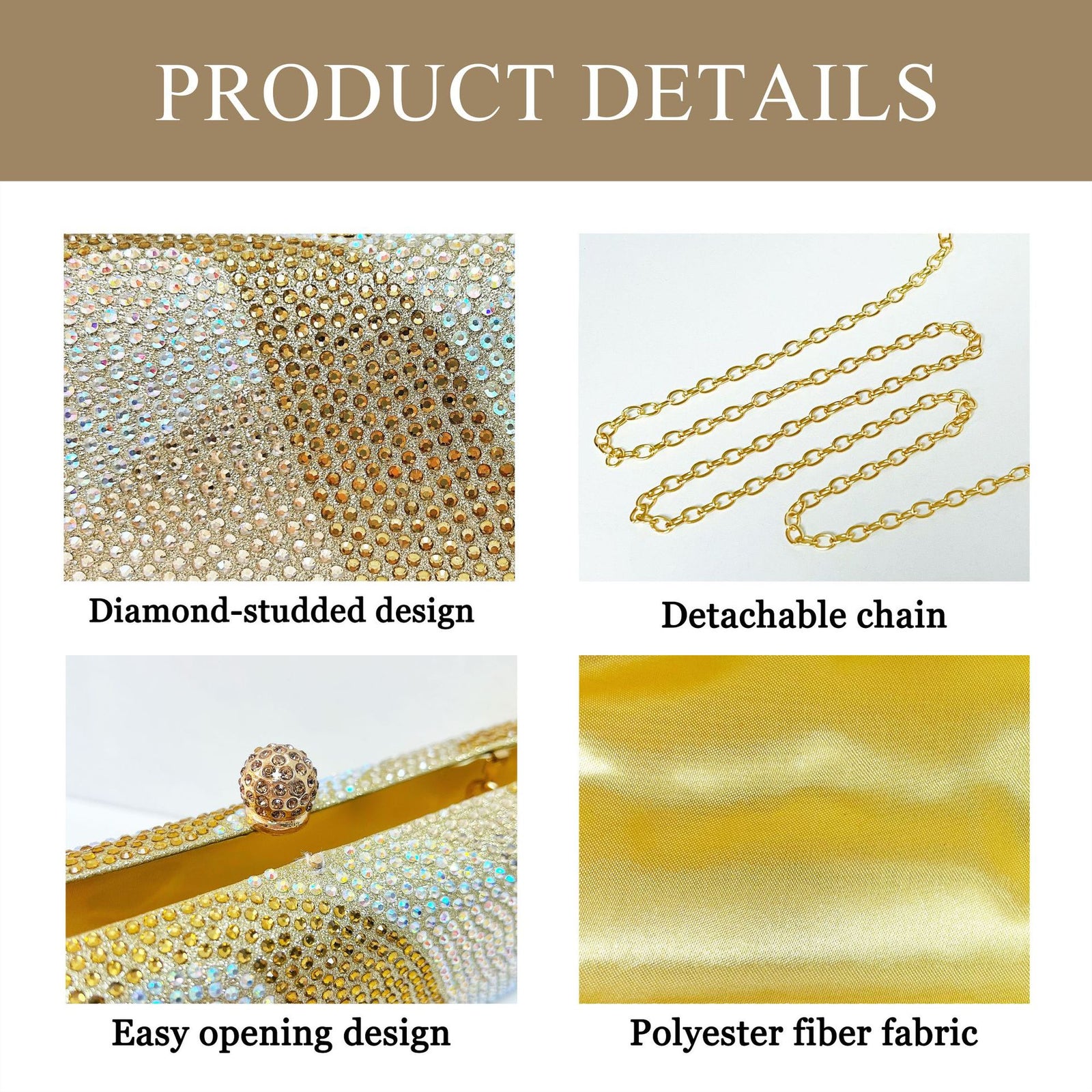 Luxury Rose Red Crystal Evening Clutch Bag Gradient Rhinestone Hard Case Purse with Detachable Chain for Wedding Prom Cocktail Party Fits Smartphone