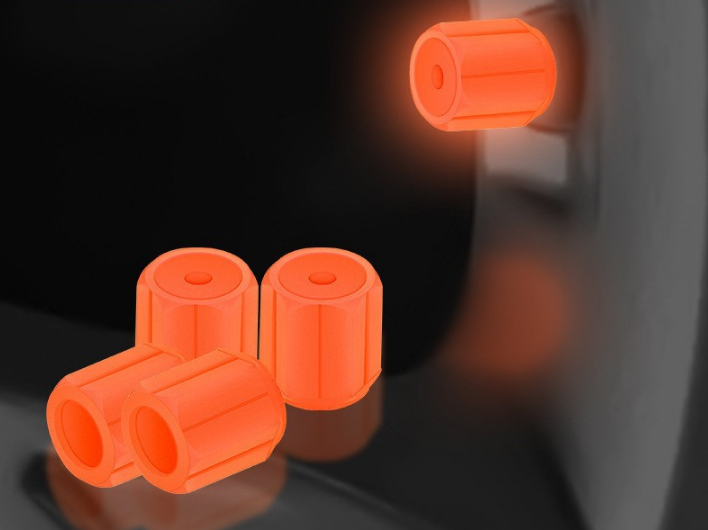 2 Packs of 4 Orange Luminous Tyre Valve Caps Glow in The Dark Universal Wheel Air Dust Covers for Cars Bikes Motorcycles Scooters One-Piece Design