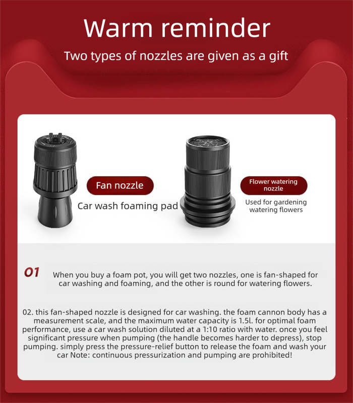 White 2L Handheld Car Wash Foam Sprayer Pump Action Pressure Cannon with 2 Nozzles for Auto Detailing and Garden Watering Heavy Duty 55 Degree Fan Spray