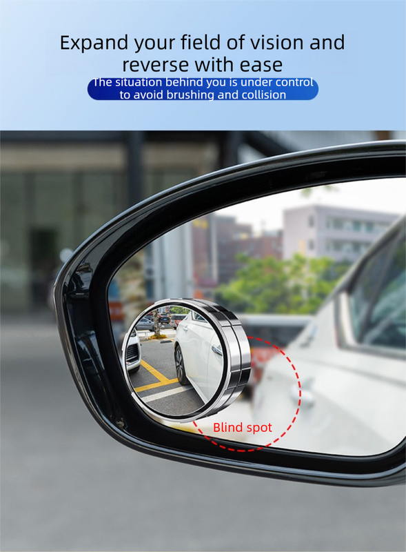 2Pcs Car Blind Spot Mirrors Suction Cup Vacuum Adsorption 360 Adjustable Round Rear View Convex Mirror Waterproof Black Frame for Cars SUVs