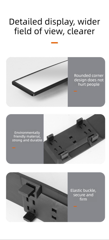 Panoramic Rear View Mirror Car Wide Angle Convex Curve Mirror Anti-Glare Universal Clip-On Interior Rearview Mirror 28.5cm Large Field of Vision