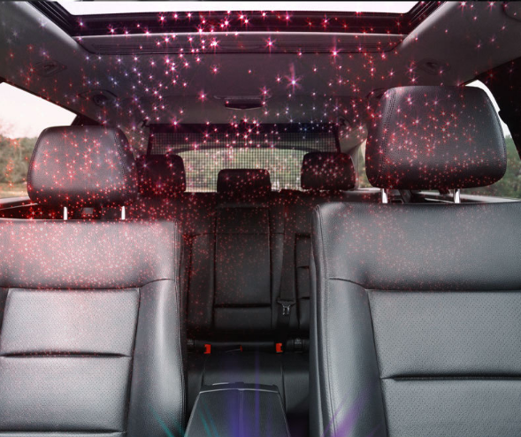 4-in-1 Retractable Car Charger Adapter 120W Max Fast Charging Dual Cables Type-C & Lightning Starry Sky Projector Light 12V-24V for iPhone Samsung