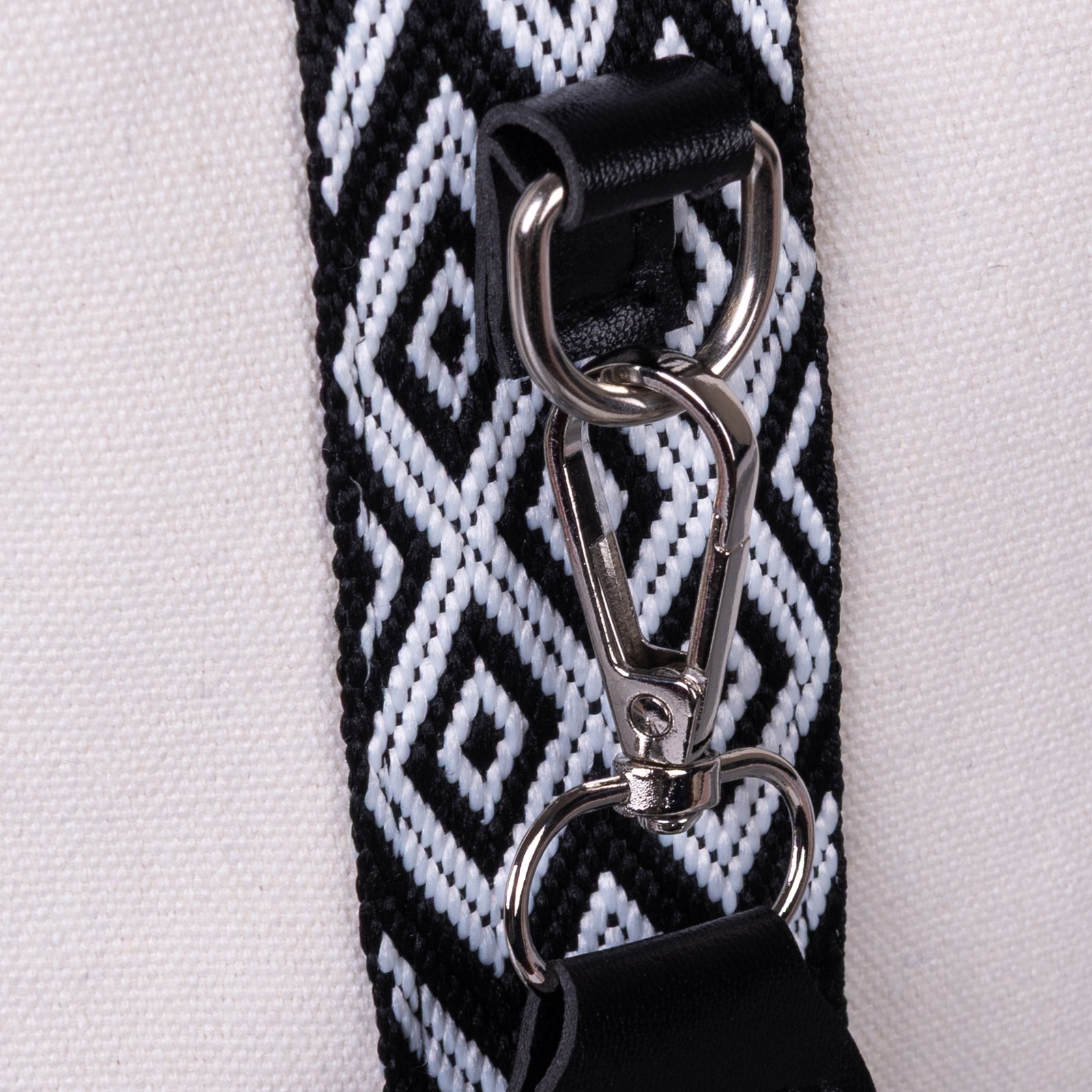 Women's Minimalist Canvas Crossbody Bag with Wide Black Webbing Strap Casual Shoulder Handbag Large Capacity for Daily Use - Cream White