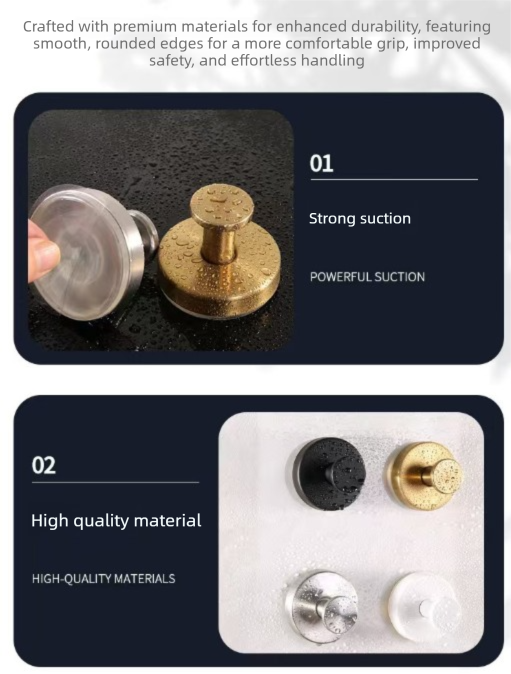 4-Pack Gold Stainless Steel Suction Cup Hooks - Heavy Duty Vacuum No-Drill Wall Hangers for Bathroom, Shower & Kitchen (Luxury Brushed Finish)