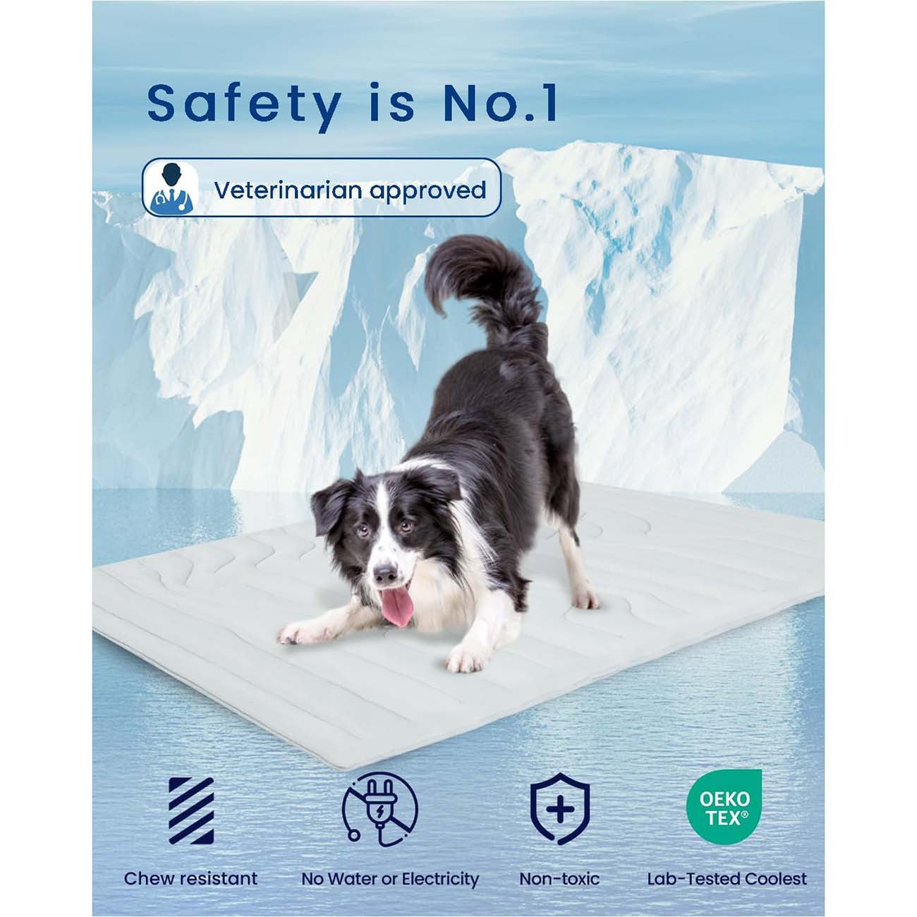Pet Cooling Mat Self Cooling Pad for Dogs Cats Dual Sided Summer Sleeping Bed Blue Medium (91x58cm)