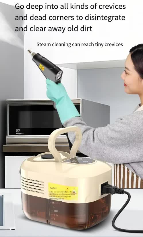 Beige 1500W High Pressure Steam Cleaner with Digital Display (3.5 BAR) - 1.2L Heavy Duty Steamer for Kitchen Grease, Grout, Car Detailing & Upholstery (AU Plug)