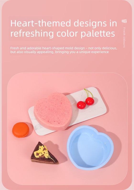 Heart Shaped Silicone Baking Mould - Non-Stick Mousse Cake & Jelly Pan - Easy Release Polished Interior for Valentine's Day Desserts (Green Spring Cyan, 11.5cm)