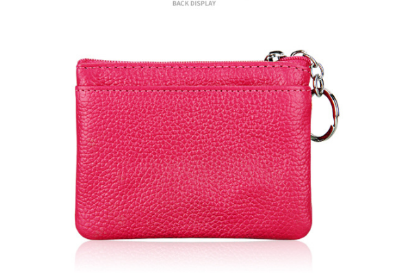 Genuine Leather Coin Purse Mini Wallet with Triple Zipper Pockets Key Ring Holder Pouch for Cash & Cards - Purple-violet