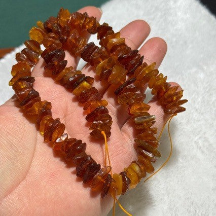 Approx 12mm Irregular Amber Loose Beads - Natural Old Wax Style Honey Nuggets for DIY Jewellery Making - Centre Drilled Chips for Necklaces & Bracelets