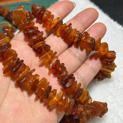 Approx 12mm Irregular Amber Loose Beads - Natural Old Wax Style Honey Nuggets for DIY Jewellery Making - Centre Drilled Chips for Necklaces & Bracelets