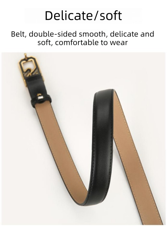 Womens Genuine Leather Belt White 2.3cm Wide Gold Buckle Waist Strap for Jeans & Dresses Elegant Fashion Accessory