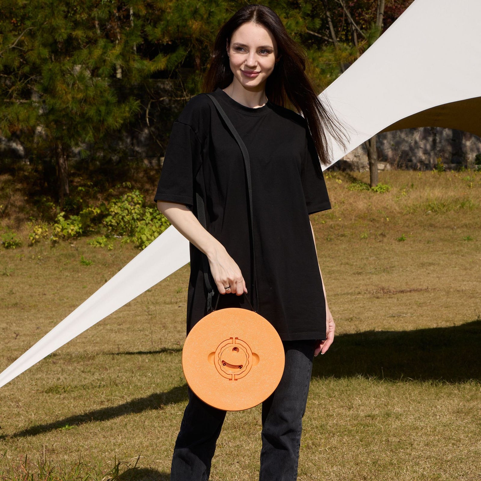 Portable Retractable Stool MAX Gen 8 Telescopic Camping Seat 50cm Tall Extra Wide Heavy Duty for Fishing BBQ & Outdoor Events Flame Gradient