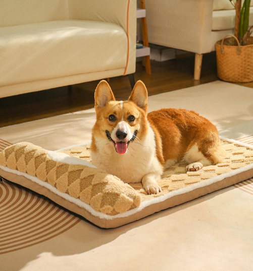 Thickened Soft Pet Bed Mat M Size Coffee-milk Comfortable Dog Sleeping Pad Washable Cushion for Medium Dogs and Cats All Season Home Decor