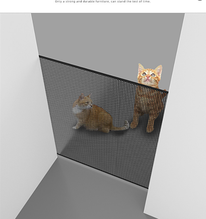 Automatic Retractable Pet Gate 110x78cm Safety Dog Fence No-Drill Mesh Isolation Rail with Auto-Rebound for Stairs Hallways and Doorways Black