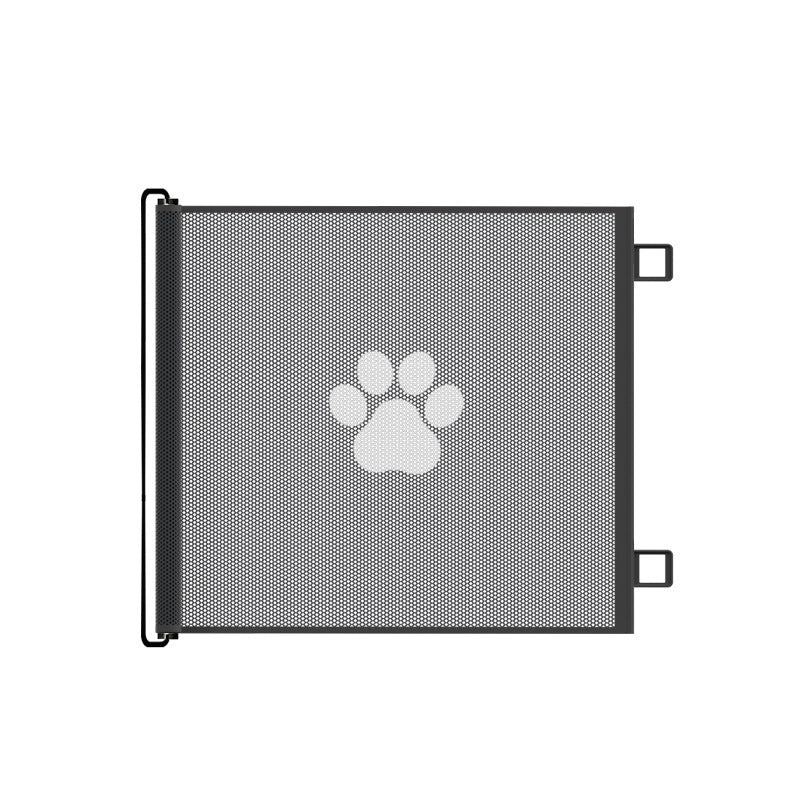 Retractable Pet Safety Gate 110x78cm Paw Print Mesh Dog Barrier No Drill Retracting Fence for Stairs and Doorways