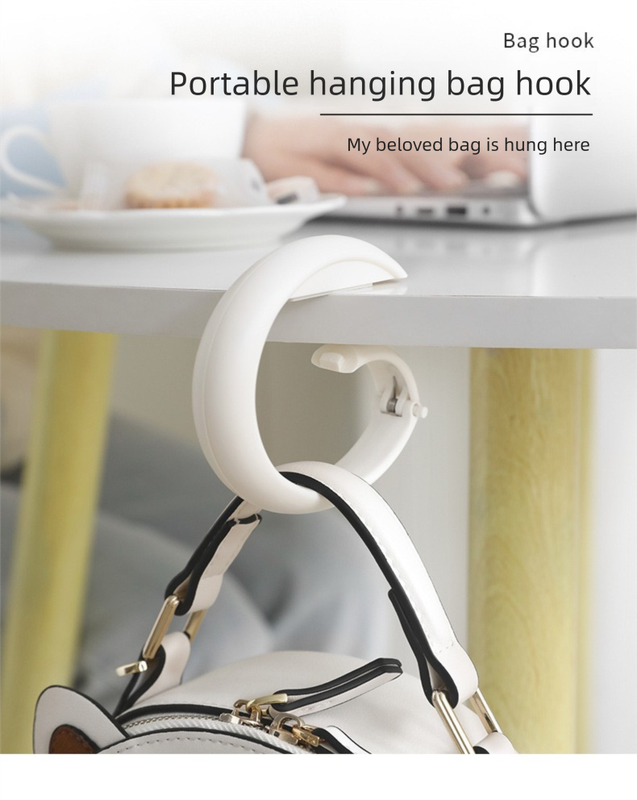 2 PCS Portable Purse Bag Hook Hanger Table Edge Holder Dark Brown Foldable Non-Slip Clip for School Desk Office & Cafe
