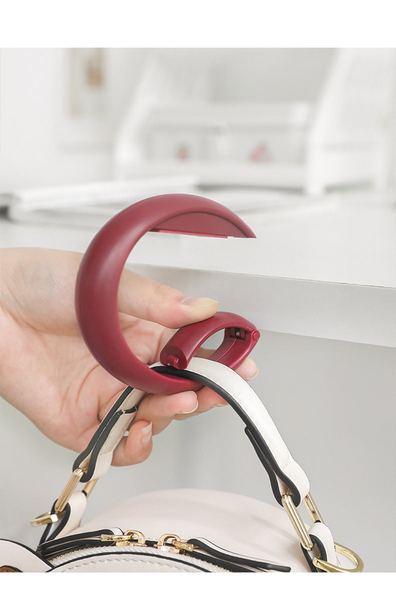 2 PCS Portable Purse Bag Hook Hanger Table Edge Holder Dark Brown Foldable Non-Slip Clip for School Desk Office & Cafe