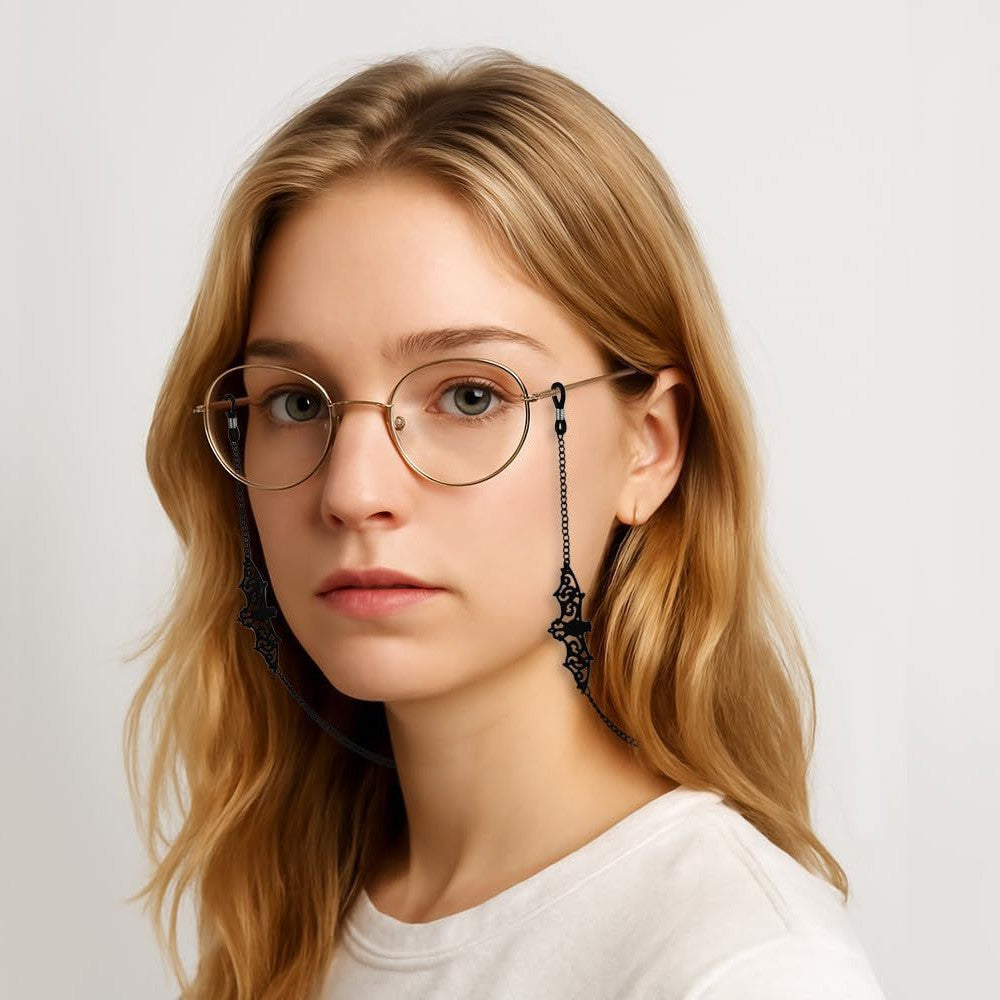 Black Hollow Spider Eyewear Chain 70cm Anti-Slip Glasses Strap Gothic Pendant Sunglasses Holder for Women